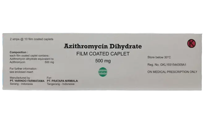 AZITHROMYCIN 500 MG (Box/20 Caps) (YARINDO)
