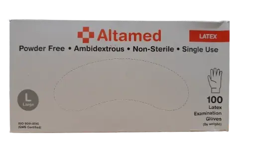 ALTAMED GLOVE LATEX NON STERIL (POWDERED FREE) SIZE L