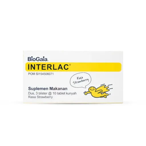 INTERLAC TAB KUNYAH STRAWBERRY (Box/30 Tablet)