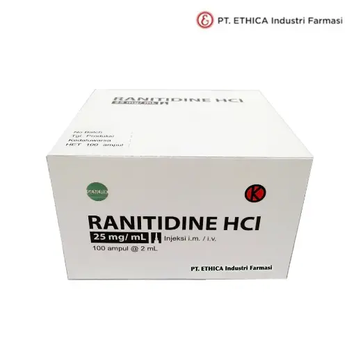 RANITIDINE INJEKSI 25 mg/ml Box/100 Ampul @2 ml (ETHICA)