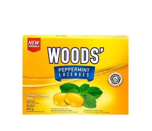 WOODS PERMEN LOZENGES HONEY LEMON (Box/15 Sachet)