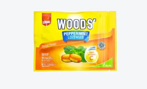 WOODS PERMEN LOZENGES ORANGE VIT C (Box/15 Sachet)